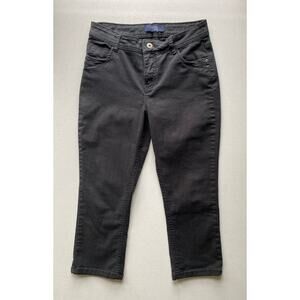 Liquid X Jeans Womens Size 7/8 Black Denim Casual Straight Capri Pants Stretchy